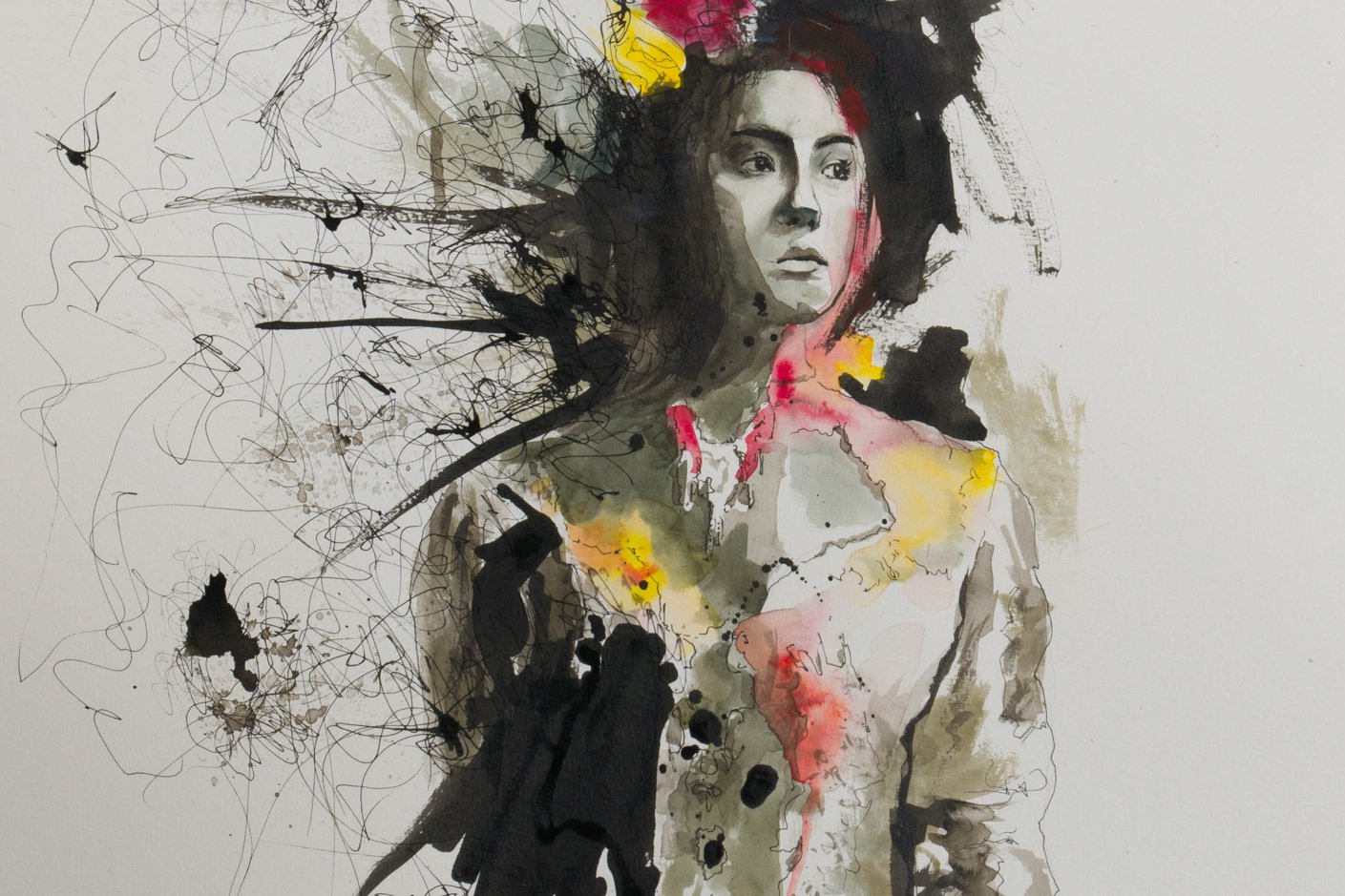Original mixed media painting 'Moment of Truth' by Alex Righetto, a 17.5 x 21 inch vertical piece from the Romeo and Juliet Collection, depicting Juliet's pivotal change.