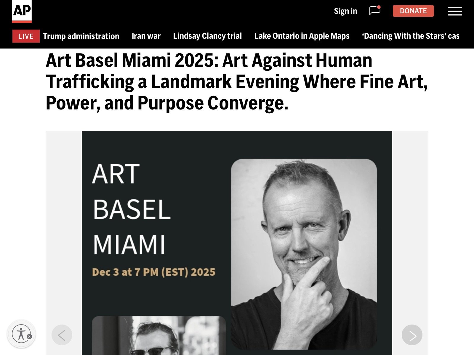 Art Basel Miami 2025 Art Against Human Trafficking a Landmark Evening Where Fine Art Power and Purpose Converge. AP News 2026 09 02 16 36 25