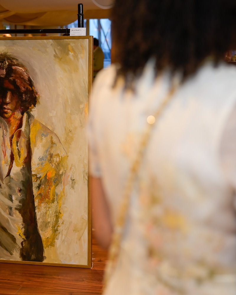 Romeo | Romeo & Juliet: The Metamorphosis 6 Detail of Romeo, a painting from Alex Righetto’s Romeo & Juliet: The Metamorphosis collection, at Art & Luxury Monaco 2026.
