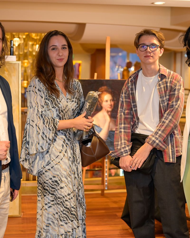 With the Tota Pulcra Team at Art & Luxury Monaco 2026 2 Alex Righetto with members of the Tota Pulcra team during Art & Luxury Monaco 2026 at the Théâtre Princesse Grace in Monaco.